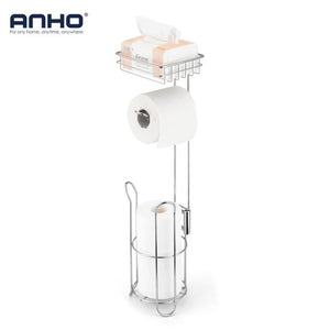 Stainless Steel Toilet Paper Roll Dispenser Bathroom Paper Holder Stand Home Storage Shelf for Cell Phone