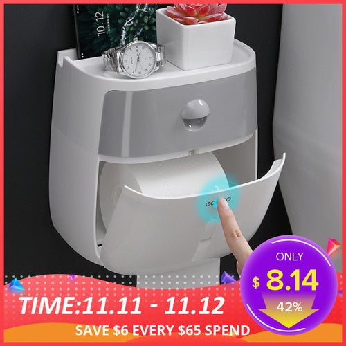 Toilet Paper Holder Waterproof Wall Mounted Toilet Paper Tray Roll Paper Tube Storage Box Tray Tissue Box Shelf Bathroom Product