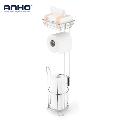 Stainless Steel Toilet Paper Roll Dispenser Bathroom Paper Holder Stand Home Storage Shelf for Cell Phone