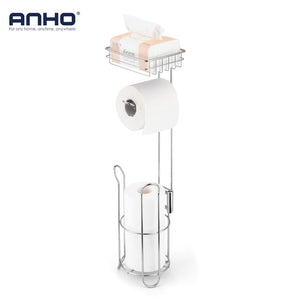 Stainless Steel Toilet Paper Roll Dispenser Bathroom Paper Holder Stand Home Storage Shelf for Cell Phone